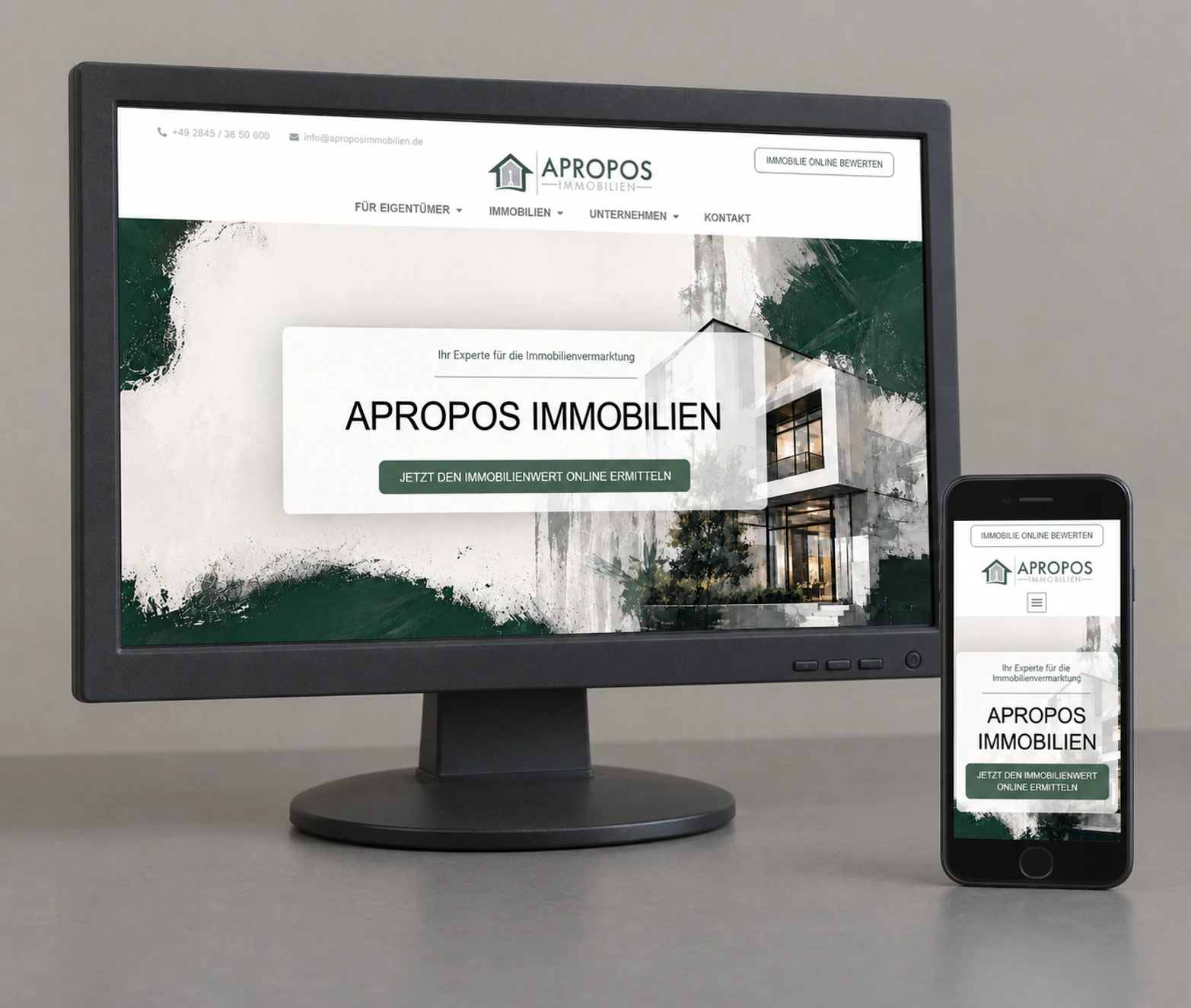 Die bisherige Website von APROPOS Immobilien im September 2026