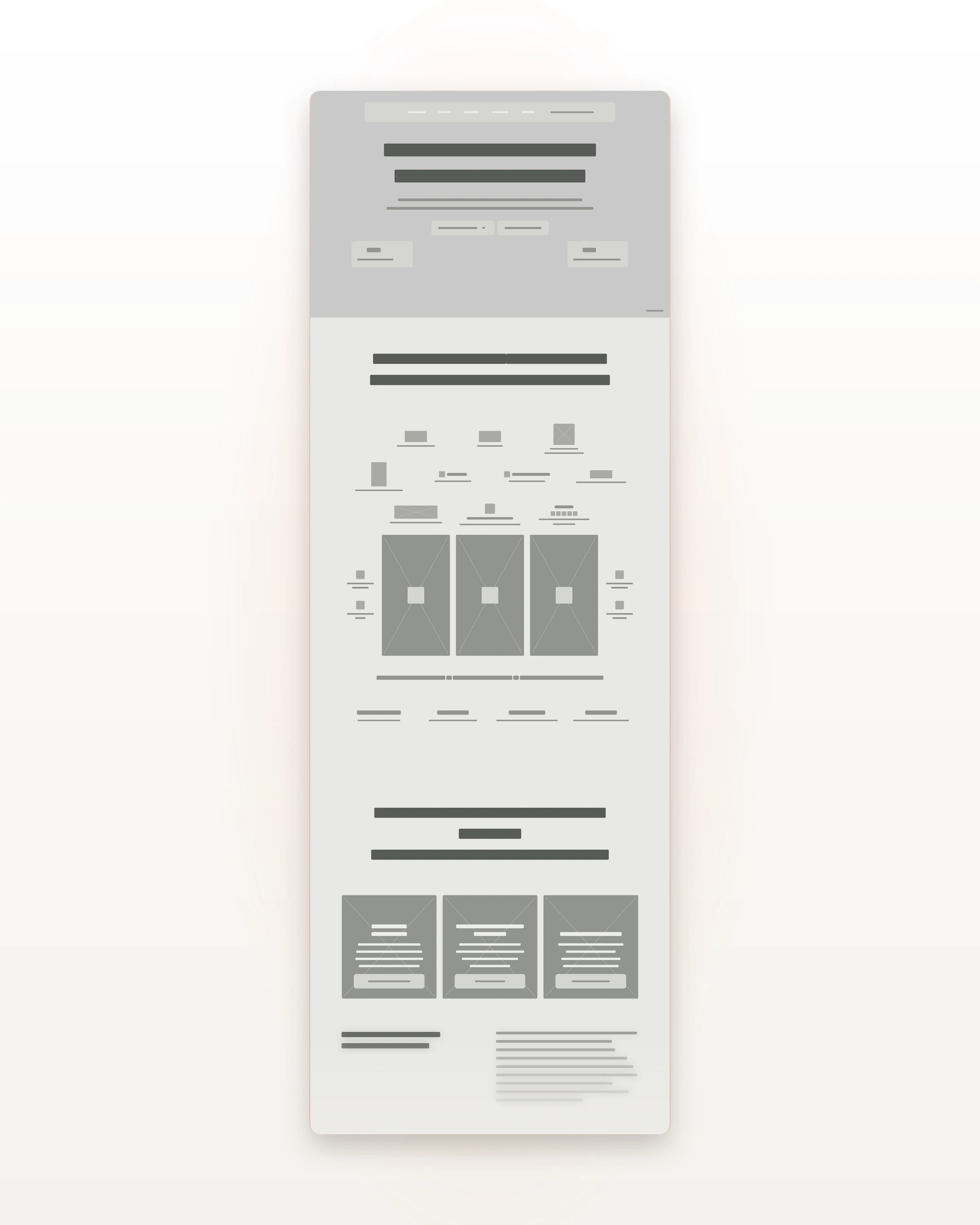 Aufbau der fertigen Startseite von APROPOS Immobilien, nachträglich als neutrales Wireframe gezeichnet