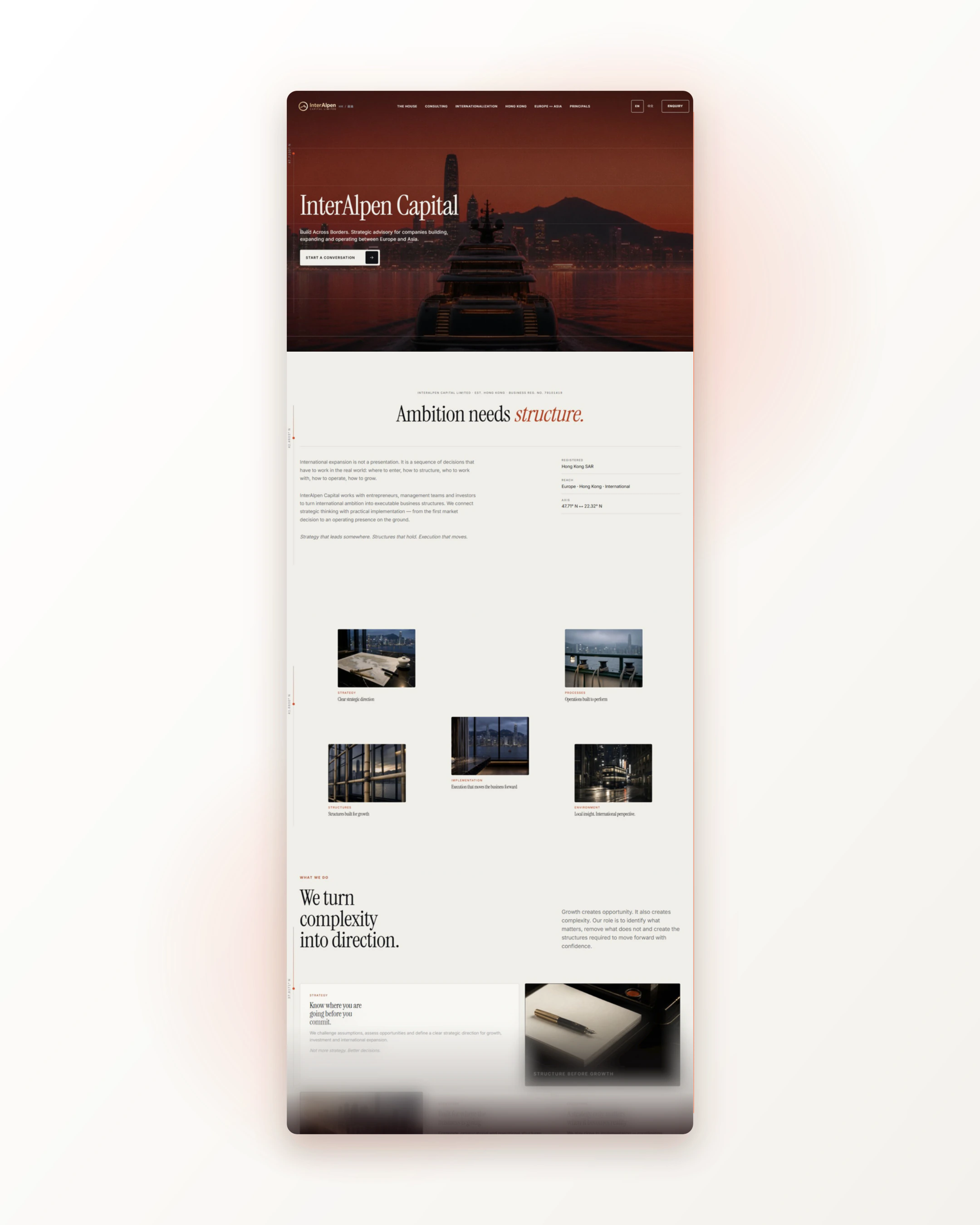 Gefülltes Wireframe der Website von InterAlpen Capital
