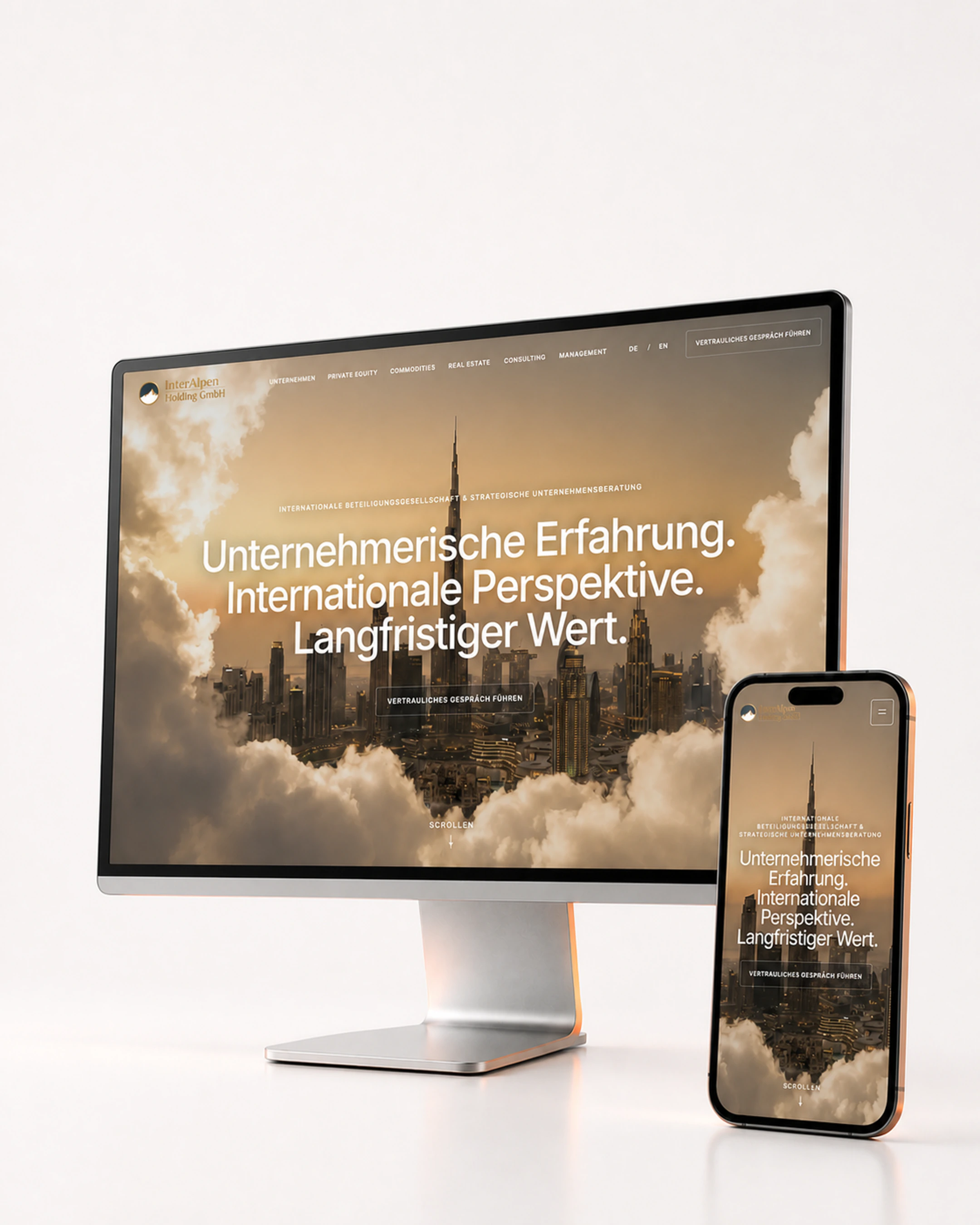 Finales Design der Website der InterAlpen Holding