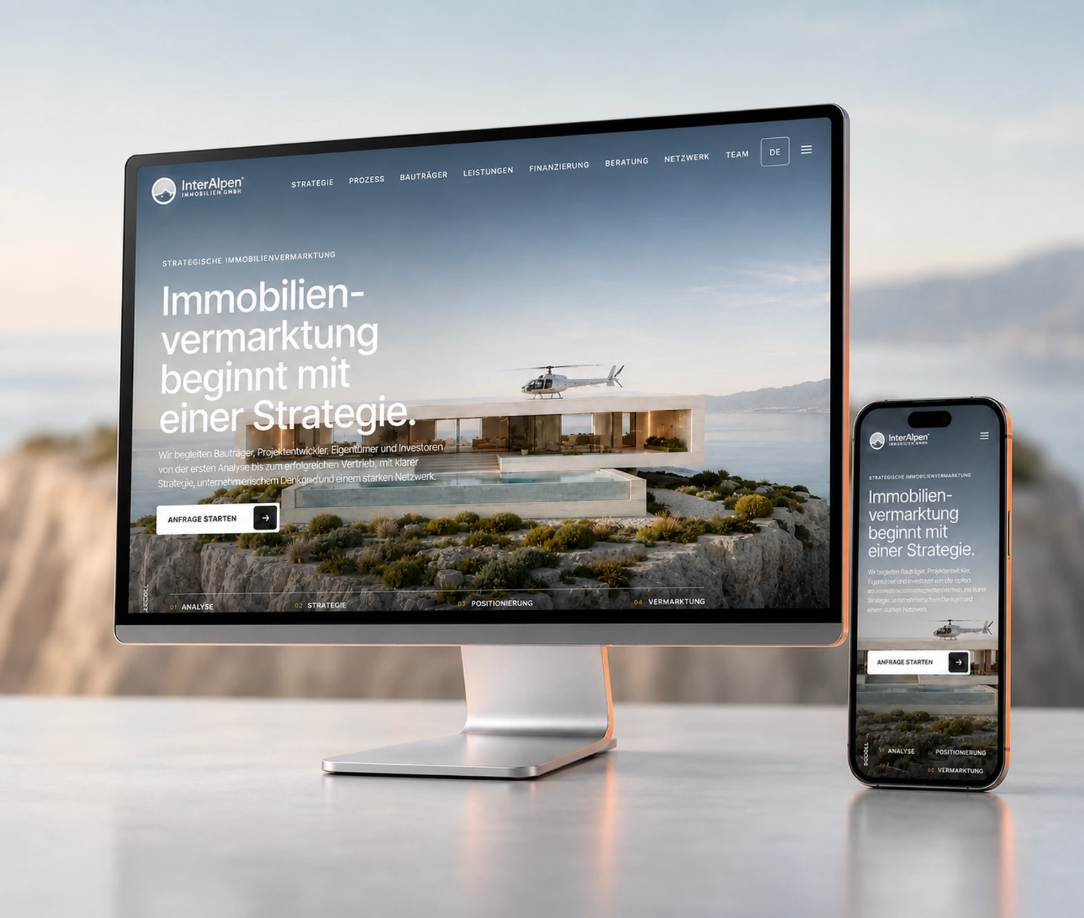 Website-Mockup InterAlpen Immobilien