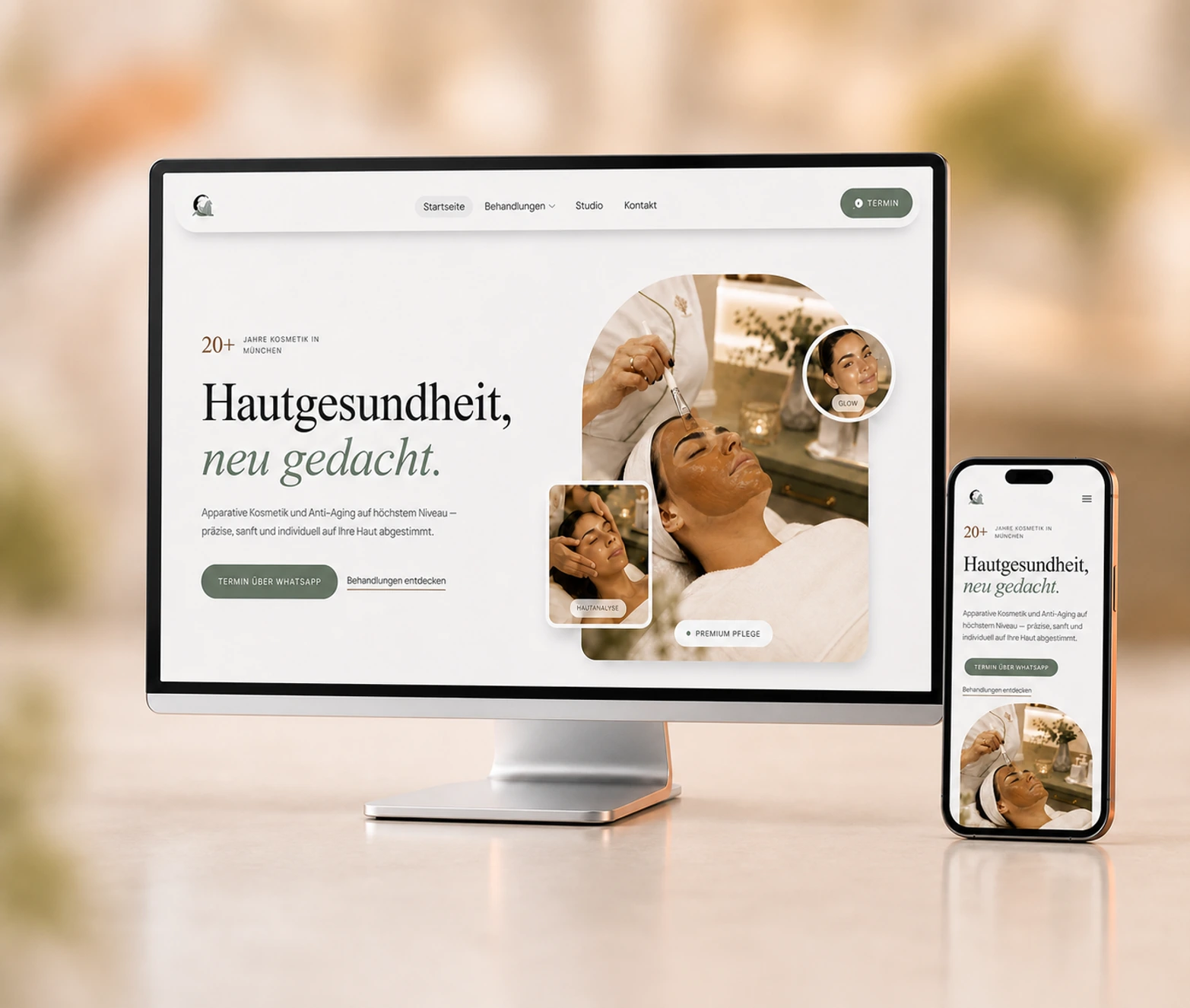 Website-Mockup Kosmetik Korallen