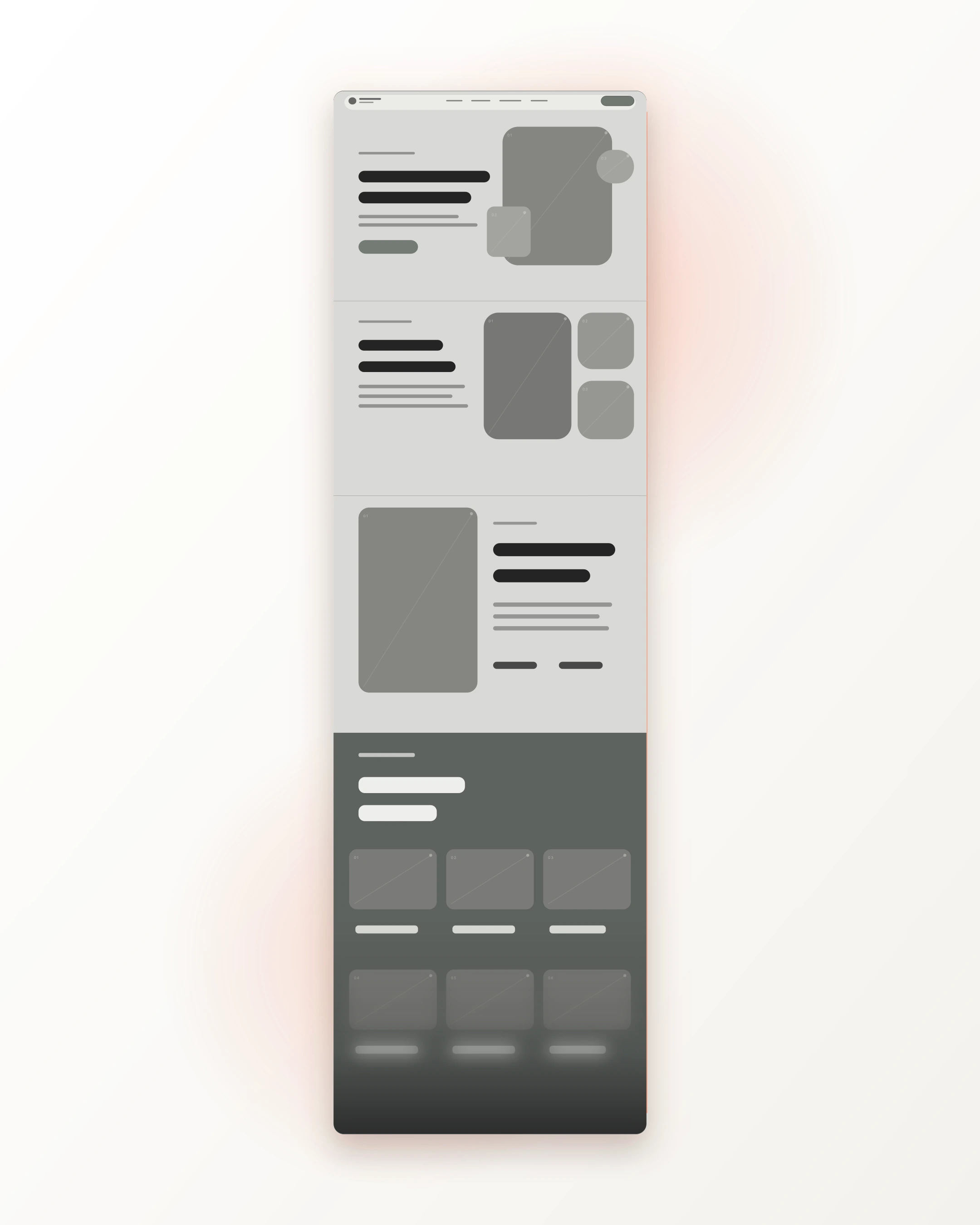 Neutrales Wireframe der Website von Kosmetik Korallen
